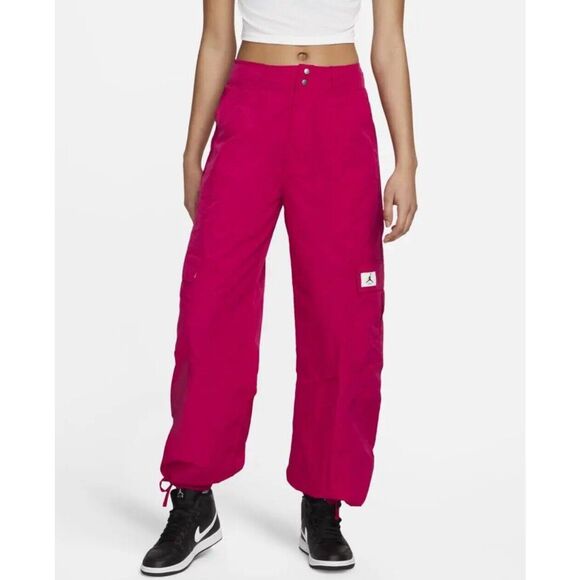 Nike Jordan Pants Womens XL Red Essential Utility Joggers Loose Fit Baggy NEW